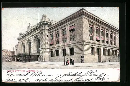 AK Albany, NY, Union Station, Bahnhof