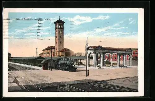 AK Dayton, OH, Union Station, Bahnhof