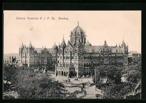 AK Bombay, Victoria Terminus G. I. P. Ry, Bahnhof