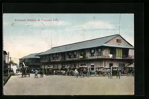 AK Panama City, Railroad Station, Bahnhof