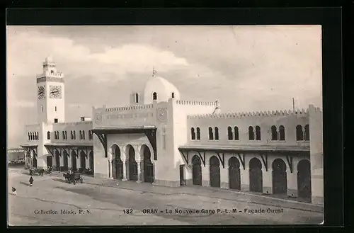 AK Oran, La Nouvelle Gare P.-L. M., Facade Ouest