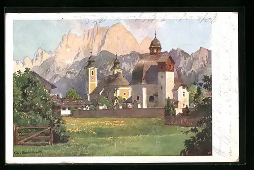 Künstler-AK Edo v. Handel-Mazzetti: St. Johann, Antoniuskapelle und Pfarrkirche
