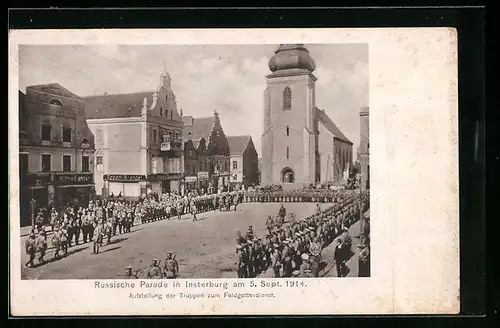 AK Insterburg, Russische Parade 1914