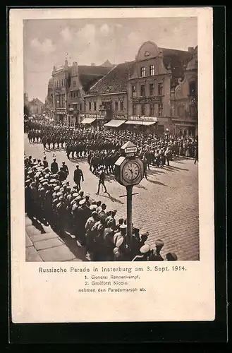 AK Insterburg, Russische Parade 1914