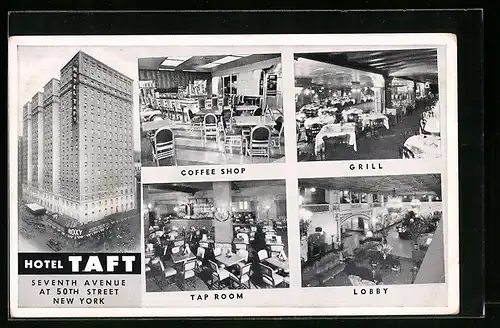 AK New York, NY, Hotel Taft, Seventh Avenue at 50th Street, Coffee Shop, Grill