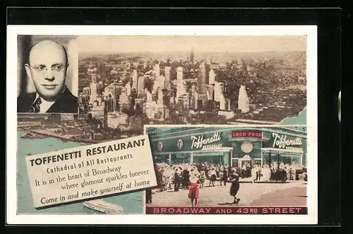 AK New York, NY, Toffenetti Restaurant, Broadway and 43rd Street, Panorama