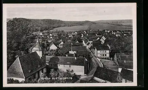 AK Leissling, Teilansicht mit Kirche und Strassenpartie