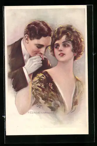 Künstler-AK Tito Corbella: Herr küsst der Dame die Hand