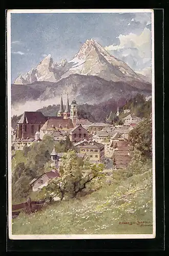 Künstler-AK Edward Harrison Compton: Berchtesgaden, Totalansicht