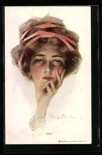 Künstler-AK Philip Boileau: Fräulein mit verträumtem Blick