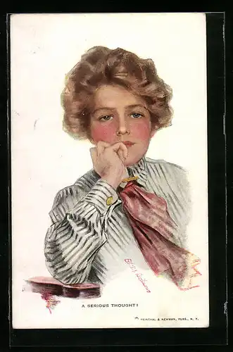 Künstler-AK Philip Boileau: Junge Dame mit nachdenklichem Blick A Serious Thought