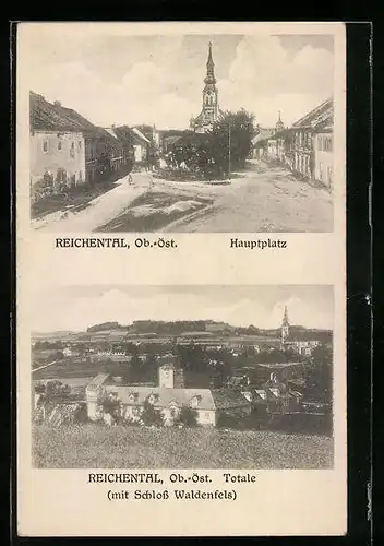 AK Reichental, Hauptplatz, Totalansicht mit Schloss Waldenfels