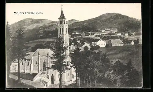 AK Maria Steinparz, Ortsansicht mit Kirche