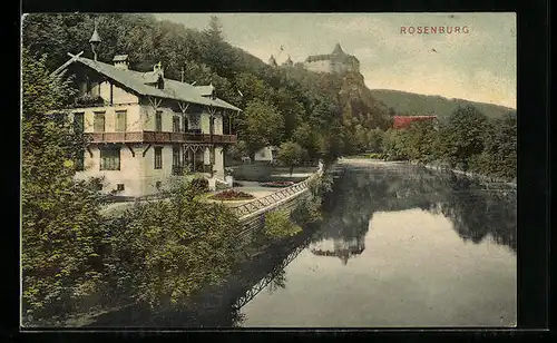 AK Rosenburg, Ortsansicht mit Flusspartie