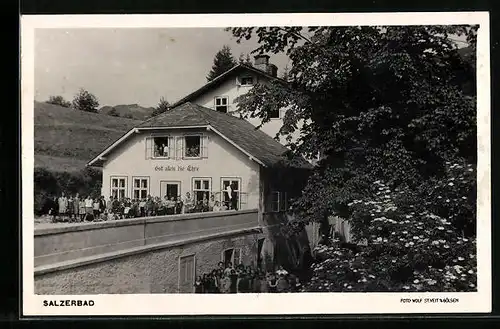 AK Salzerbad, Kinder vor der Jugendherberg, Gott allein die Ehre