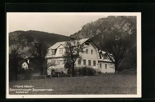 AK Hohe Wand, Gasthaus Baumgartner, Loderhof