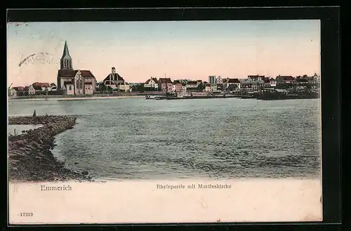 AK Emmerich, Rheinpartie mit Martinskirche