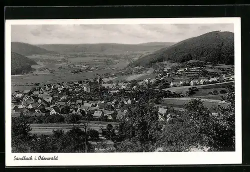 AK Sandbach i. Odenwald, Teilansicht mit Kirche