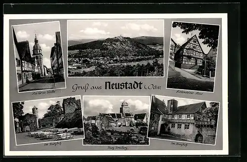 AK Neustadt i. Odw., Cafe im Burghof, Burg Breuberg, Rodensteiner Haus