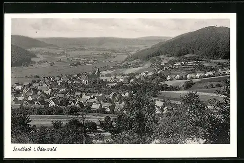 AK Sandbach i. Odenwald, Teilansicht mit Kirche