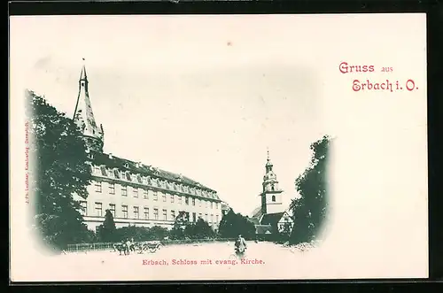 AK Erbach i. O., Schloss mit evangelischer Kirche