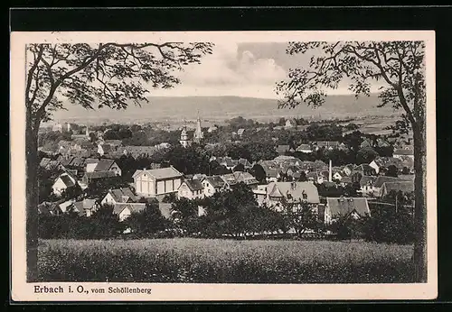 AK Erbach i. O., Teilansicht vom Schöllenberg aus gesehen