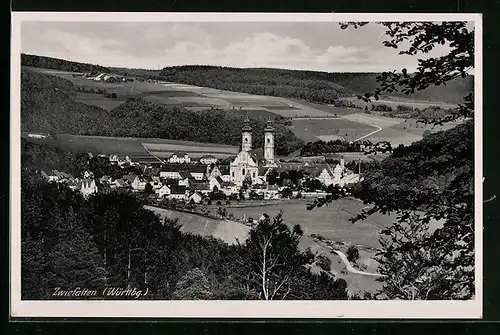 AK Zwiefalten /Württbg., Ortspartie mit Kirche