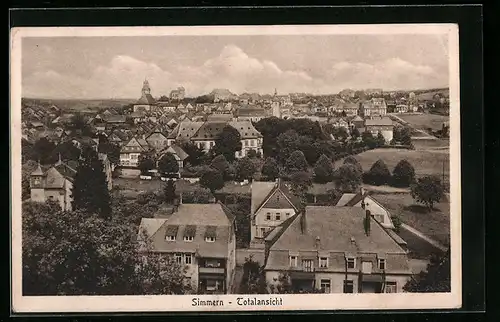 AK Simmern, Totalansicht aus der Vogelschau