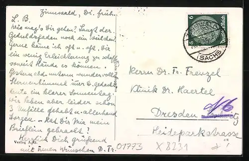 AK Zinnwald i. Sa., Schulheim des Dresdner Mädchengymnasiums