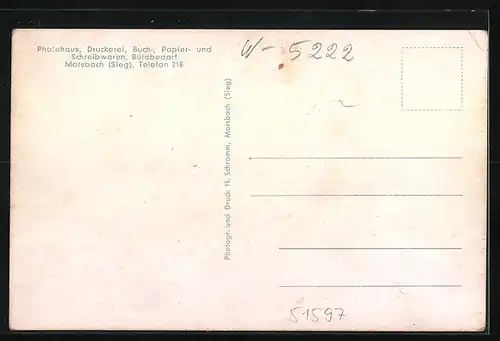 AK Morsbach a. d. Sieg, Totalansicht aus der Vogelschau