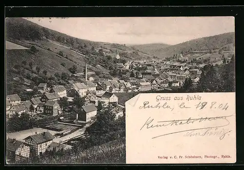 AK Ruhla, Ortsansicht aus der Vogelschau
