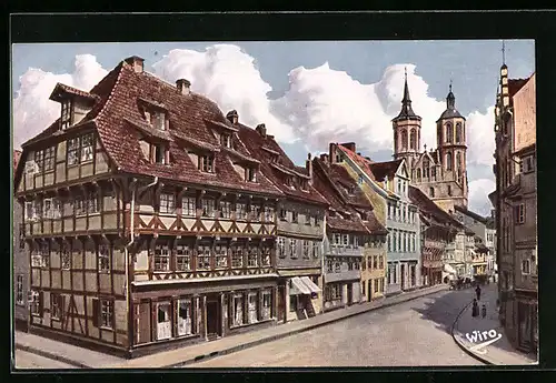Künstler-AK Göttingen, Johannisstrasse mit Kirche