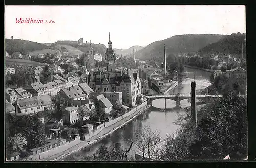 AK Waldheim /Sa., Ortsansicht aus der Vogelschau