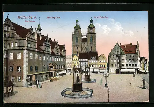 AK Wittenberg, Marktplatz mit Stadtkirche