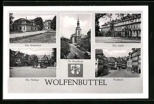 AK Wolfenbüttel, Ortsansicht mit Hauptkirche und Schloss
