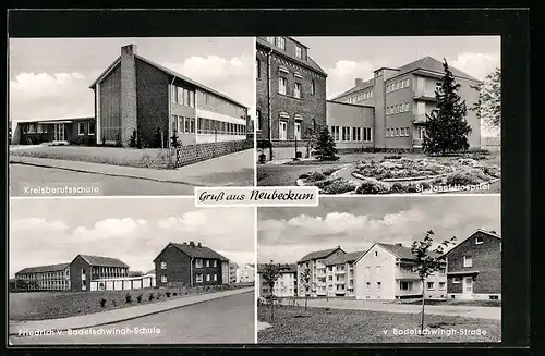 AK Neubeckum /Westf., Kreisberufsschule, St. Josef-Hospital, Friedrich v. Bodelschwingh-Schule und Strasse