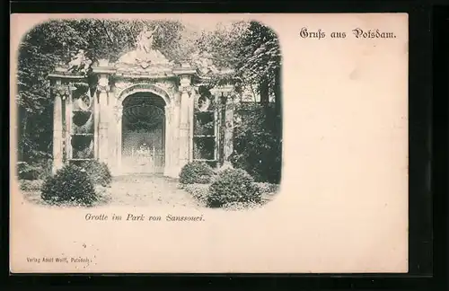 AK Potsdam, Schloss Sanssouci, Grotte im Park