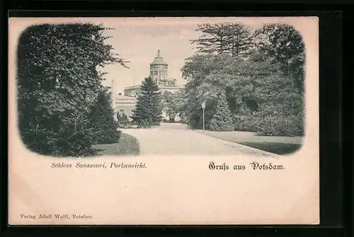 AK Potsdam, Schloss Sanssouci, Parkansicht