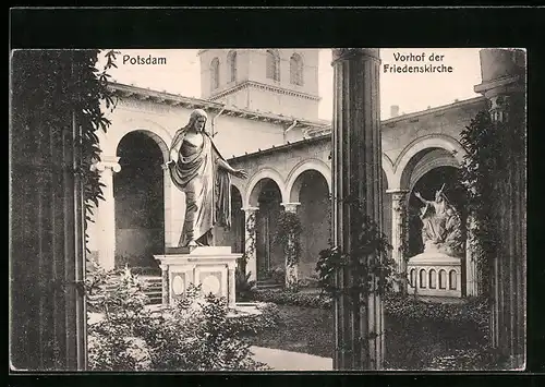 AK Potsdam, Vorhof der Friedenskirche im Schlosspark Sanssouci