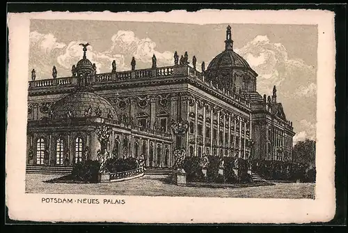 Künstler-AK Potsdam, Neues Palais von der Seite gesehen