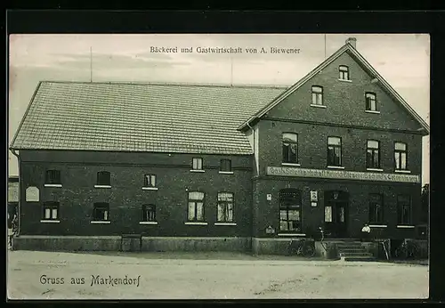 AK Markendorf, Bäckerei und Gasthaus von A. Biewener