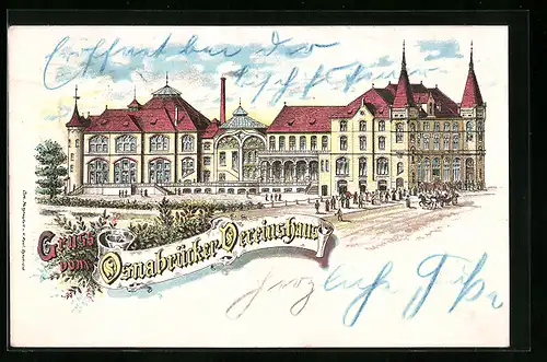 Lithographie Osnabrück, Partie vom Vereinshaus