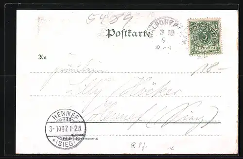 Lithographie Altenahr, Hotel Gaspari, Ruine