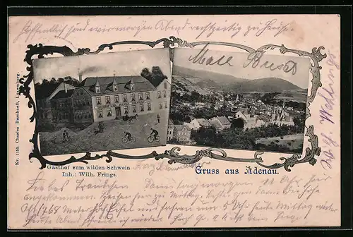 AK Adenau, Ortsansicht, Gasthof zum wilden Schwein, Inh.: Wilh. Frings