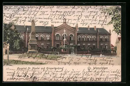 AK Gr. Wanzleben, Hospital St. Nicolai und Kriegerdenkmal