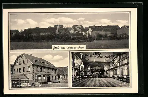 AK Oberwerschen, Ortsansicht, Gasthof zur Hoffnung mit Saal