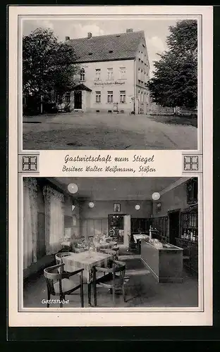 AK Stössen, Gastwirtschaft zum Stiegel, Besitzer: Walter Weissmann
