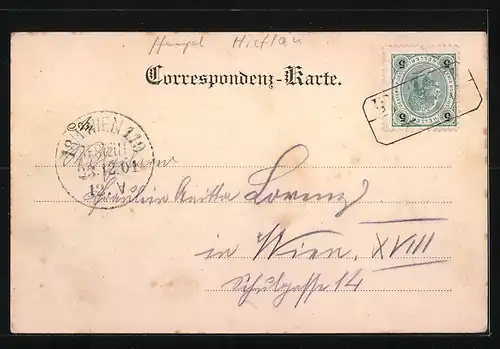 AK Hieflau, Ortspartie mit Kirche