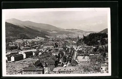 AK Bruck an der Mur, Teilansicht mit Mugel