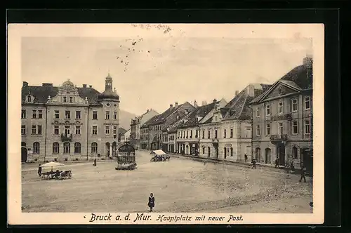 AK Bruck a. d. Mur, Hauptplatz mit neuer Post